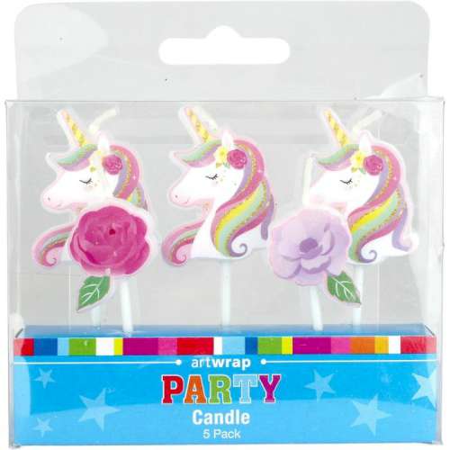 Party Candles - Unicorn and Flowers - Click Image to Close
